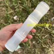 7.7" Natural Selenite Carved Skull Quartz Crystal Bamboo joint Skull Healing 1PC