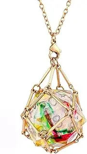 PJOY DND Dice with Necklace Dice Cage Interchangeable D20 Dice for Dungeons and Dragons Gamers DND Gifts-Gold