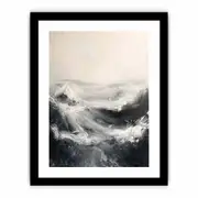 Black & White Waves Framed print Art Poster
