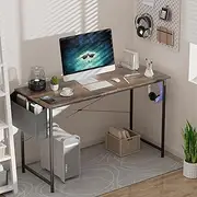 Levede 80cm Computer Desk Home Office Desk, Industrial Large Space Writing Workstation Table, Simple Style PC Table with Storage Bag and Headphone Hook, for Study and Bedroom(Brown)