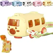 Portable Water Cup In Bus Shape With Strap, School Bus Shape Drinking Cup, 360° Leak-Proof Portable Water Bottle With Straw And Strap, Bounce Flip Top Straw Drinking Glass (Yellow)