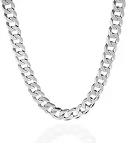 [QUADRI] Solid 925 Sterling Silver 10mm Diamond-Cut Cuban Link Curb Chain Necklace for Men- 18-30 Inch Made in Italy
