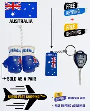 AUSTRALIAN FLAG , AUSTRALIA , BUY 1 PAIR MINI BOXING GLOVES & GET 1 FREE KEYRING