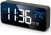 Digital Alarm Clock with Large Led Temperature Display, Portable Alarm Clock Dig