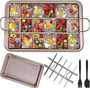 Brownie Pan with Dividers, Non Stick Brownie Baking Pan, 18 Pre-slice Carbon Steel Bakeware Tray with Grips for Oven Baking Bread, Square Mold Tray Brownie Pan for Baking Cake Biscuit Muffin, 12X8X2''