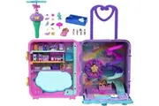 Polly Pocket Pollyville Playset, Resort Rollaway Suitcase, Large Travel Toy with 4 Dolls, Car, 25+ Accessories Storage
