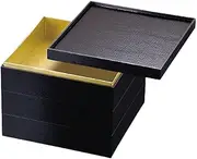 J-Kitchens Excursion Lunch Box, Made in Japan, 3-Tier, 8.5 Inches, V-Cut, Paper, Kuroshio 9.9 x 8.7 inches (25.1 x 25.1 x 11.9 cm)