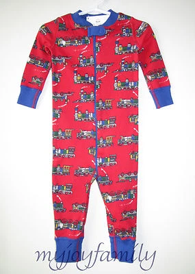 HANNA ANDERSSON Baby Organic Zip Sleeper Steam Train Engines 60 6-9 months NWT