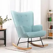 Oikiture Rocking Chair Velvet Armchair Accent Chair Blue