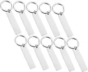 Anneome 10pcs DIY Blank Keychain Tags Engravable Rectangle Pendants for Personalization Durable Stainless Steel Keychains for Crafting present Labels Hanging Tags