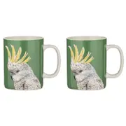 2x Ashdene New Bone China 350ml Modern Birds Cockatoo Mug Coffee/Tea Drink Cup