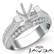 Vintage Pave Diamond Anniversary Ring 18k Yellow Gold Oval Cut Semi Mount 1.40Ct