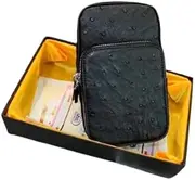 [CBLdF] Authentic Real True Ostrich Skin Men's Arm Package Mini Wrist Bag Exotic Genuine Leather Male Casual Small ZIP Phone Case Bag