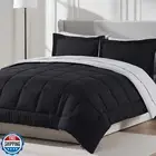 Nestl 7 Piece Reversible Bedding Set - All Season Full Size Bed Set, Black Co