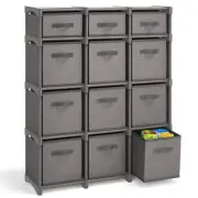 12 Cube Storage Organizer, Gray Storage Cubes Organizer Shelves, Sturdy Cubbi...
