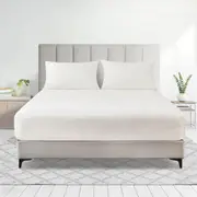 LINENOVA 2000TC Fitted Sheet Pillowcases Set(King single,White)