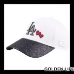 【 GOLDEN LIFE 】MLB OLD FASHIONED CAP 道奇 LA 白 黑 老帽 金蔥 愛心