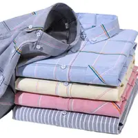 在飛比找ETMall東森購物網優惠-100%全棉長短袖牛津紡休閑襯衫