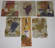 Lot Of 8 (3) Cheri Blum Wine Grapes 3D Resin Wall Art Plaques (5) Other Artists