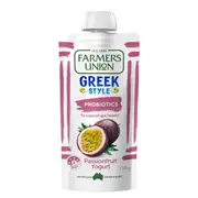 Farmers Union Greek Style Yoghurt Pouch Passionfruit 130g