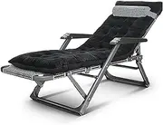 Zero Gravity Lounge Chair, Garden Chairs Padded Zero Gravity Lounge Chair Patio Adjustable Reclining with Detachable Upholstered for Yard Porch - Roller Massage Armrest Lounge Chair (Color : Black)