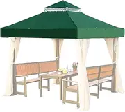 Gazebo Cover - Double-Tier Gazebo Roof Cover | Hardtop Roof 10X10Ft Shade for Grill Patio Barbeque Outdoor Backyard Use