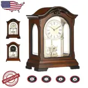 Durant Walnut Chiming Analog Clock with Decorative Pendulum and Glass Panels