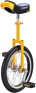 20"/24" Adult's Unicycle, 16"/18" Kid's Trainer Unicycle, Height Adjustable Skidproof Butyl Mountain Tire Balance Cycling Exercise Bike Bicycle (Color : Yellow, Size : 16") Durable TDF