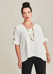 [Taking Shape] Taking Shape Ricotta Split Sleeve Work Top Size 20 in Ivory - Plus Size Women's Clothing Ivory