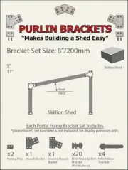 Skillion Shed 8inch C Section Purlin Bracket Set-Garage-Farm-Barn-Steel Plate