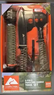 Ozark Trail 6 pc Paracord Handle Outdoor Camping Knife Hatchet Flashlight