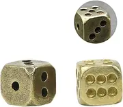KONTONTY 2Pcs Rounded Corner Brass Dice Pure Copper Playing Game Tool for Bar for Board Games Party Favors