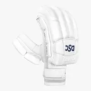 DSC Pearla Players Cricket Batting Gloves | Color: White | Size: Mens, Left Hand | Material: PU & Leather | Superior Grip & Durable | Airflow Gusset for Ventilation | Better Protection