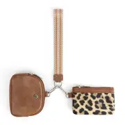 Mini Zip Around Dual Pouch Wristlet With Strap Wristlet Keychain Wallet Coin Purse-Style 3