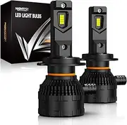 NIGHTEYE H7 LED Headlight Bulbs - 40000LM 200W H7 Headlight Bulbs with Fan, 800% 6500K White Light LED Bulbs, Pack of 2