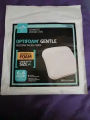 1 Medline Optifoam Gentle Silicone Faced Foam Dressing ~6x6 Square~4.3 x 4.3 Pad
