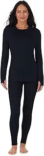 Cuddl Duds Womens Fleece Lined Thermal Long Sleeve Shirt and Leggings - Top and Bottom Base Layer Lounge Sets for Women