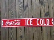 Coca-Cola Street Sign Embossed Steel Red Ice Cold Coke