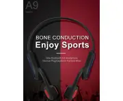 Bone Conduction Headphones, Bluetooth Wireless Headphones, Sweat Resistant Sports Headphones, Integrated Microphone, Smart Voice Interaction - Black