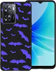 [zaztify] Phone Case for Oppo A57/A57s/A57e/A77/A77s/K10 5G, Purple Bats Goth Cute Animal Pattern Spooky Halloween Creepy Trendy Shockproof Protective Anti-Slip Thin Slim Soft Cover Shell