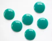 Vintage Teal Acrylic Circle Charms Drops (6) pnd161E