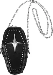 TINEASUR Retro Chain Shoulder Bag (black) Crossbody Bag Cross Body Purse Black Purse Coffin Shape Cell Phone Purse Chain Bags for Women Chain Purses for Women Fashionable Bag Purse Bag Miss