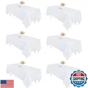 ZuGeo Polyester Rectangle Table Cloth, 60*102Inch White Table Cloths for 6 Fo