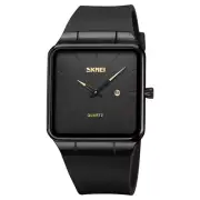 Ultra-thin Men's Watch Date Rectangle Waterproof Silicone Strap Male Wristwatch