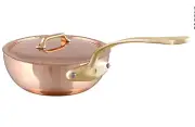 Mauviel M'Heritage 200 B Polished Copper Splayed Curved Saute Pan.3.7-qt