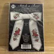 Stitch A Bow Christmas Ornament 979 Cardinal Cross Stitch NMI 4"x5" NOS Pinecone
