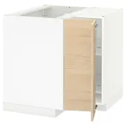 METOD corner base cabinet with carousel, white/Askersund light ash effect, 88x88x80 cm