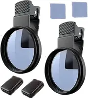 Sightfelt Filter, Phone Cameralens Filter Kit, Sightfelt Lens, Portable Polarizer Camera Lens for Most Phones, 52mm Polariscope Cell Phone Clip Reduces Glare & Enhances Colors (Black-2PCS)