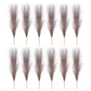 12 Pcs 17 Inch Faux Pampas Grass Artificial Boho Decor Gradient Brown