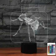 Ants 3D Illusion Night Light Touch Table Desk Lamp with Remote Control 16 Col...
